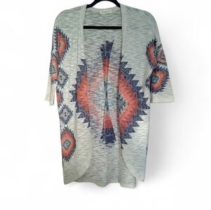 Ginger G Aztec Tribal Open Front Cardigan Size XS Lightweight Boho Layer
